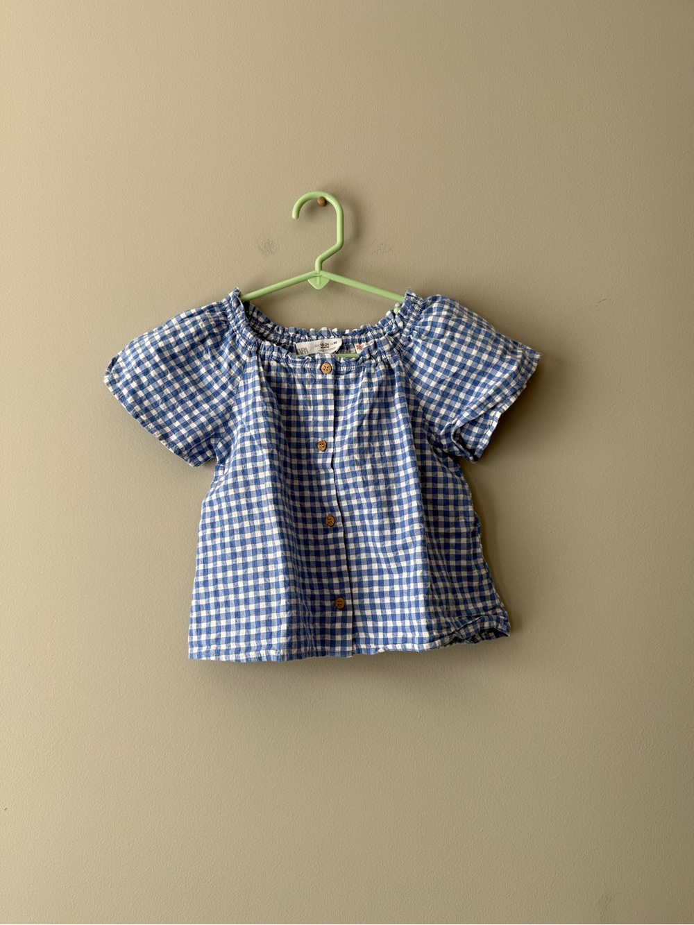 Zara Blue Gingham Button-Front Kids Blouse 18-24 mon